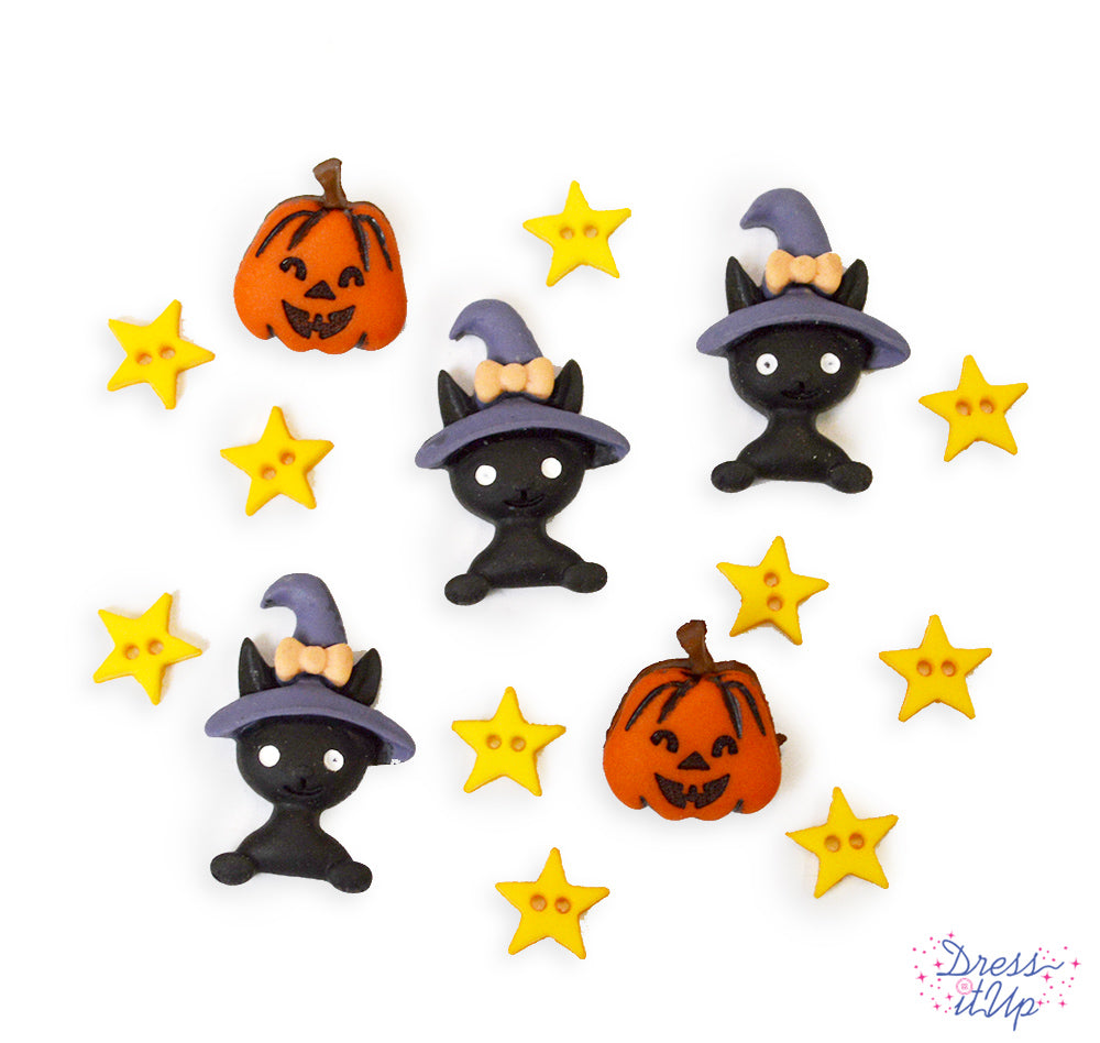 Boo! Cats Pumpkin Halloween Themed Buttons