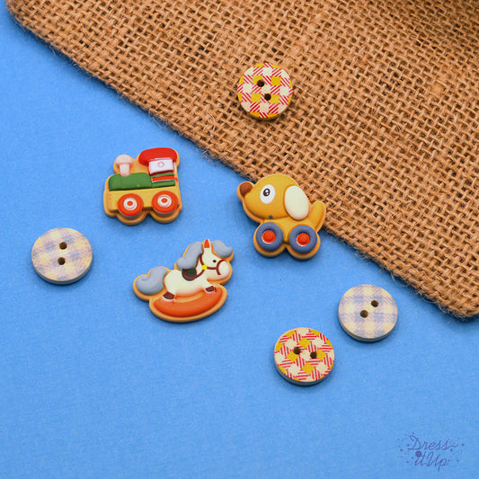 Boys Toys Child Nursery Themed Button Pack