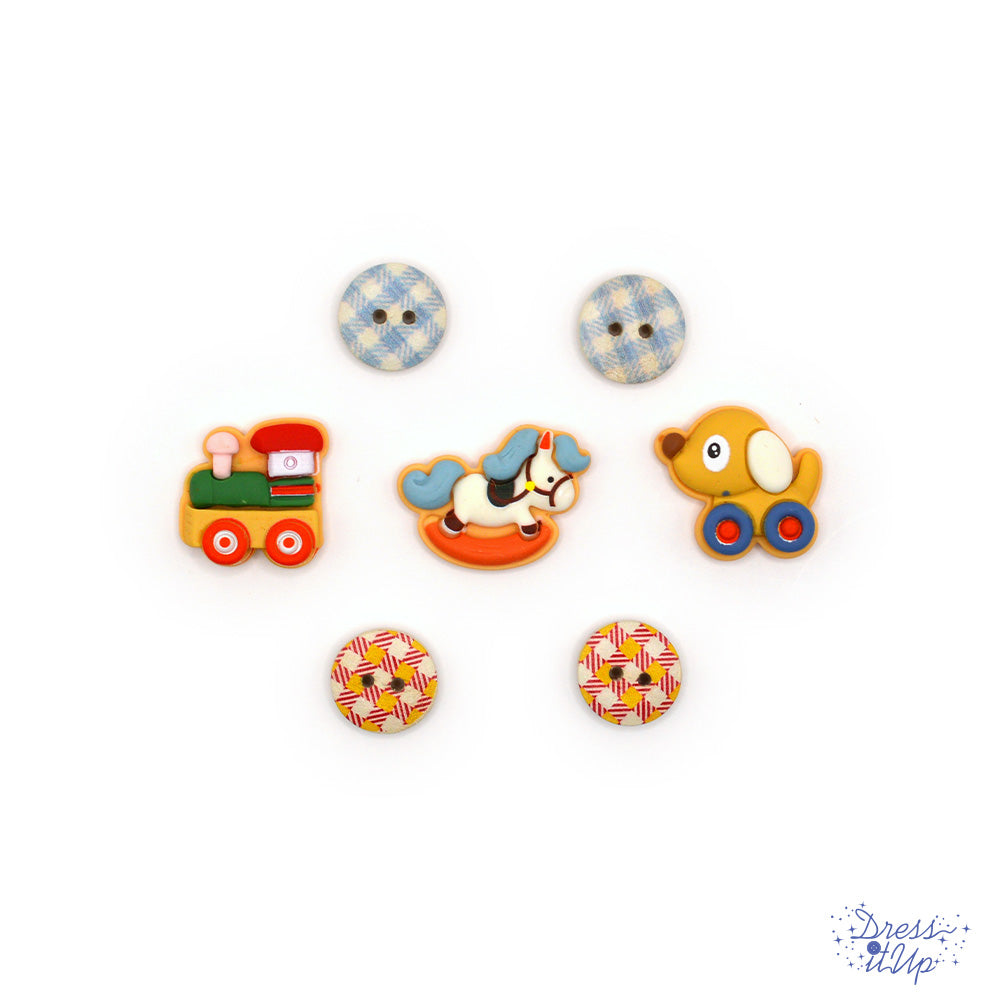 Boys Toys Child Nursery Themed Button Pack