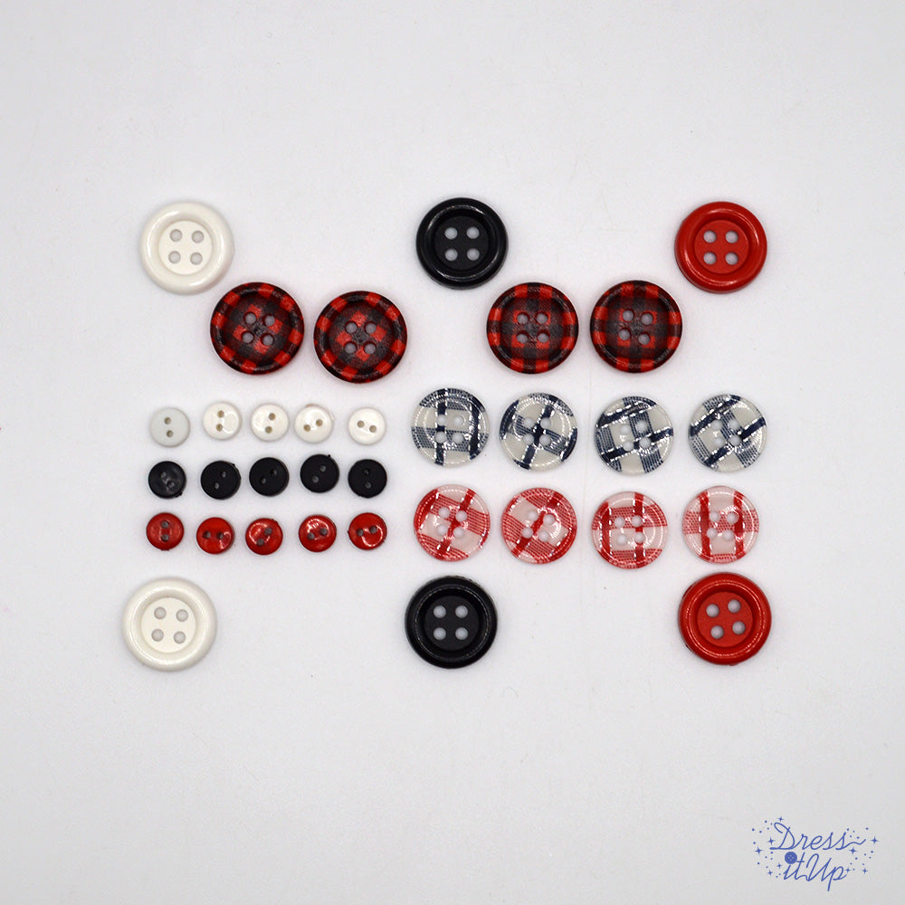 Buffalo Plaid Buttons Red Black White Buttons