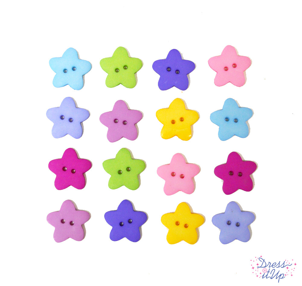 Button Fun-2273 Multi Color Star Shaped 2-Hole Buttons