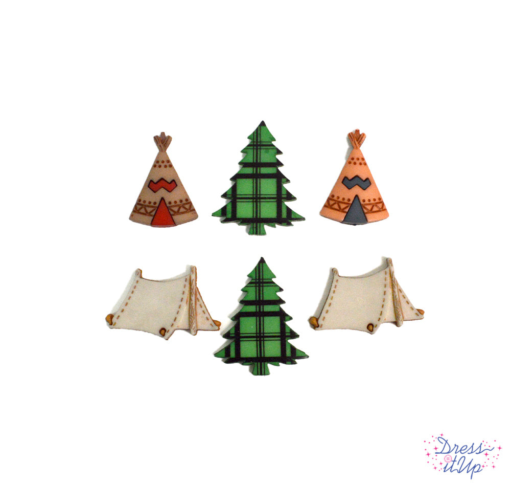 Camping Outdoor Tents Trees Camping Themed Buttons