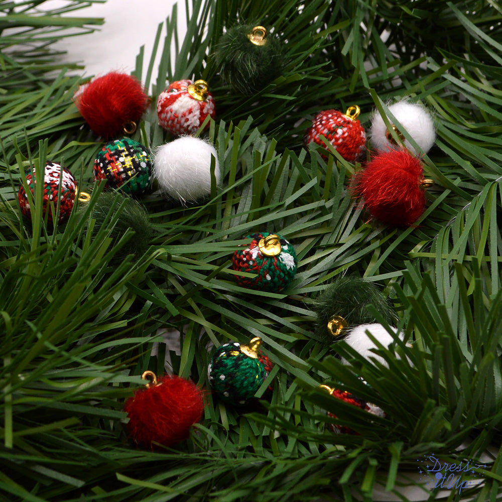 Christmas Pom Pom Tassels Red White Green Jewelry Crafting