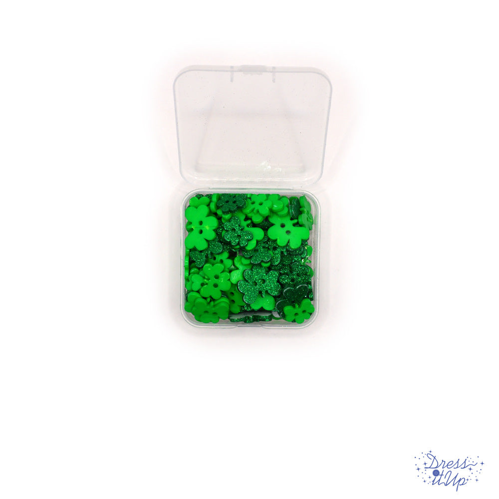 Clover Patch Button Value Pack 80pcs Green 2-Hole St. Patricks Day Holiday Themed Buttons