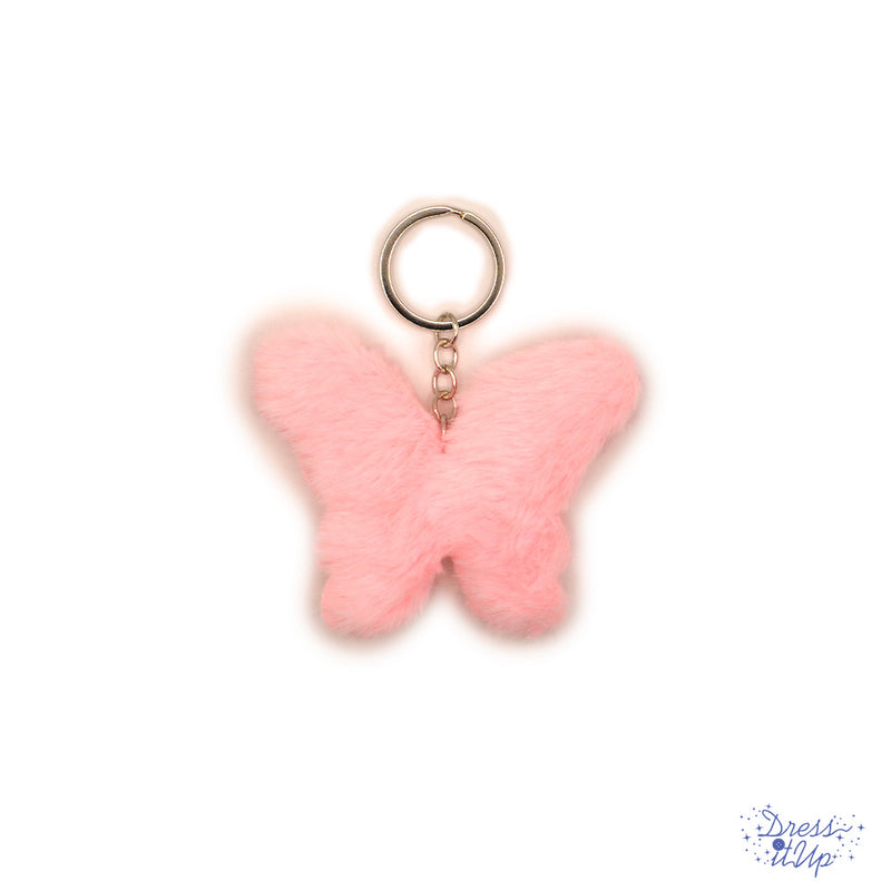 Pink Butterfly Fluff Keychain