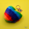 Rainbow Fluff Heart Keychain