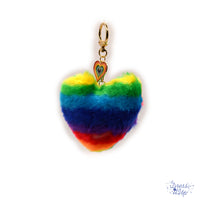 Rainbow Fluff Heart Keychain