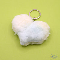 Pastel Rainbow Heart Fluff Keychain