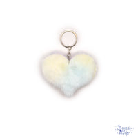 Pastel Rainbow Heart Fluff Keychain