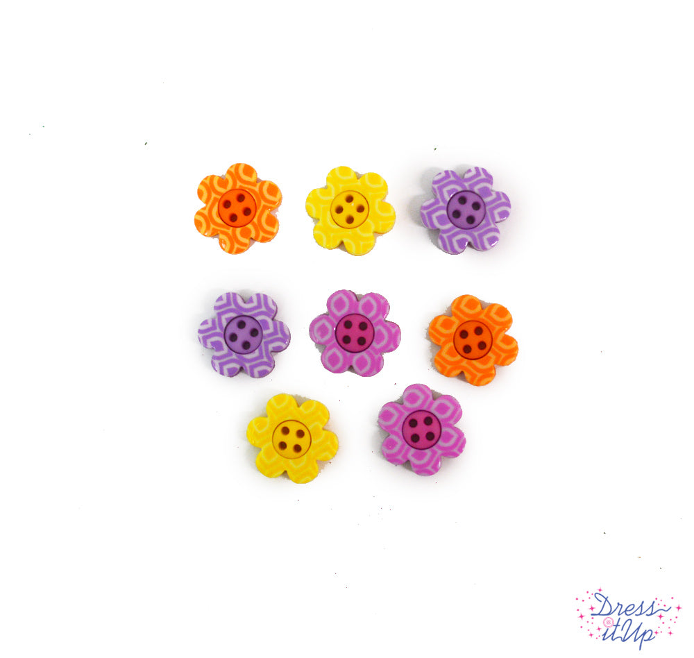 Bright Blossom Multi Color Flower 4-Hole Buttons