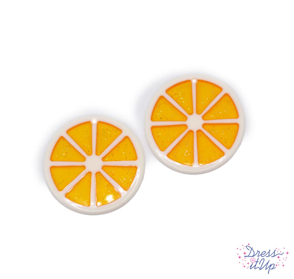 Citrus Chic Charms Orange Resin Fruit Embellishments