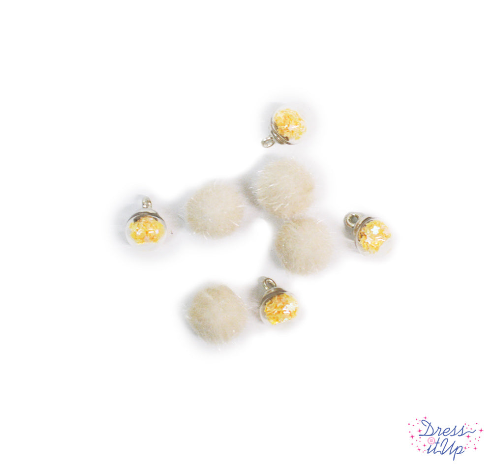 Glitter Dots Peaches & Cream Fur Globe Charms