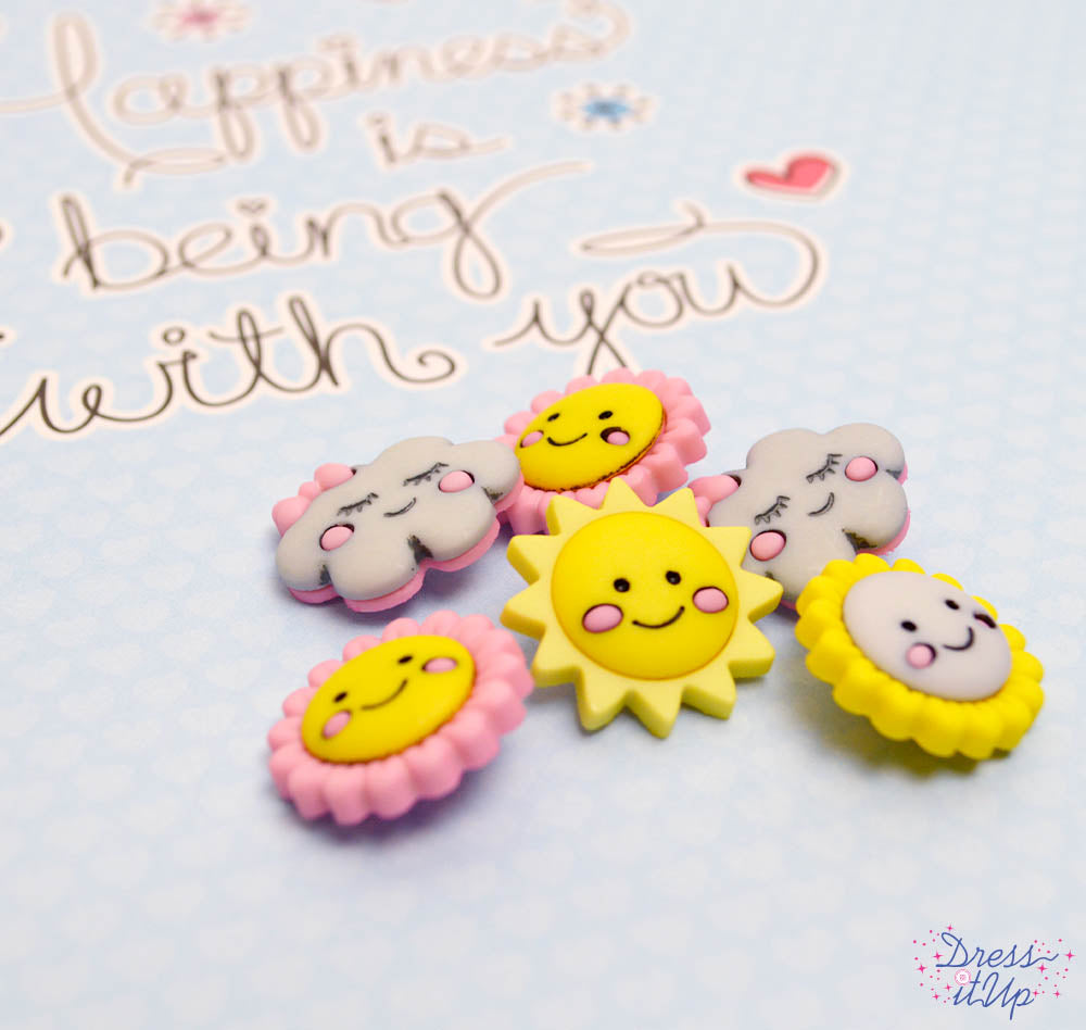 Hello Sunshine Smile Face Outdoor Themed Buttons