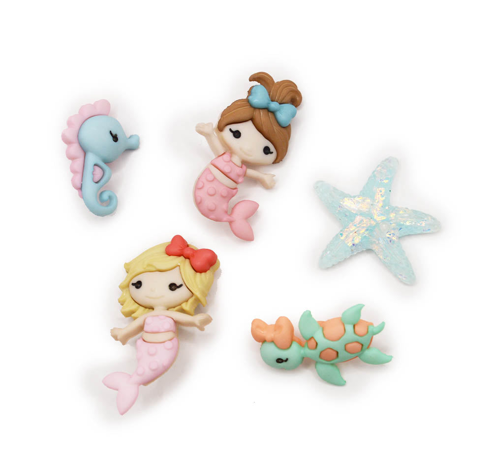 Mermaid Kisses Baby Sea Animals Ocean Themed Buttons