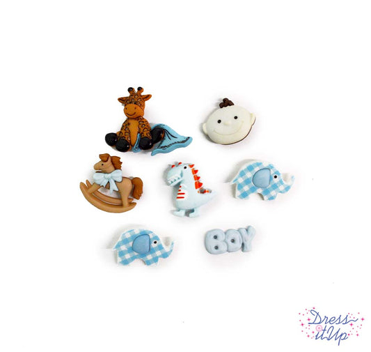 MM Baby Boy Blue Nursery Shower Themed Buttons