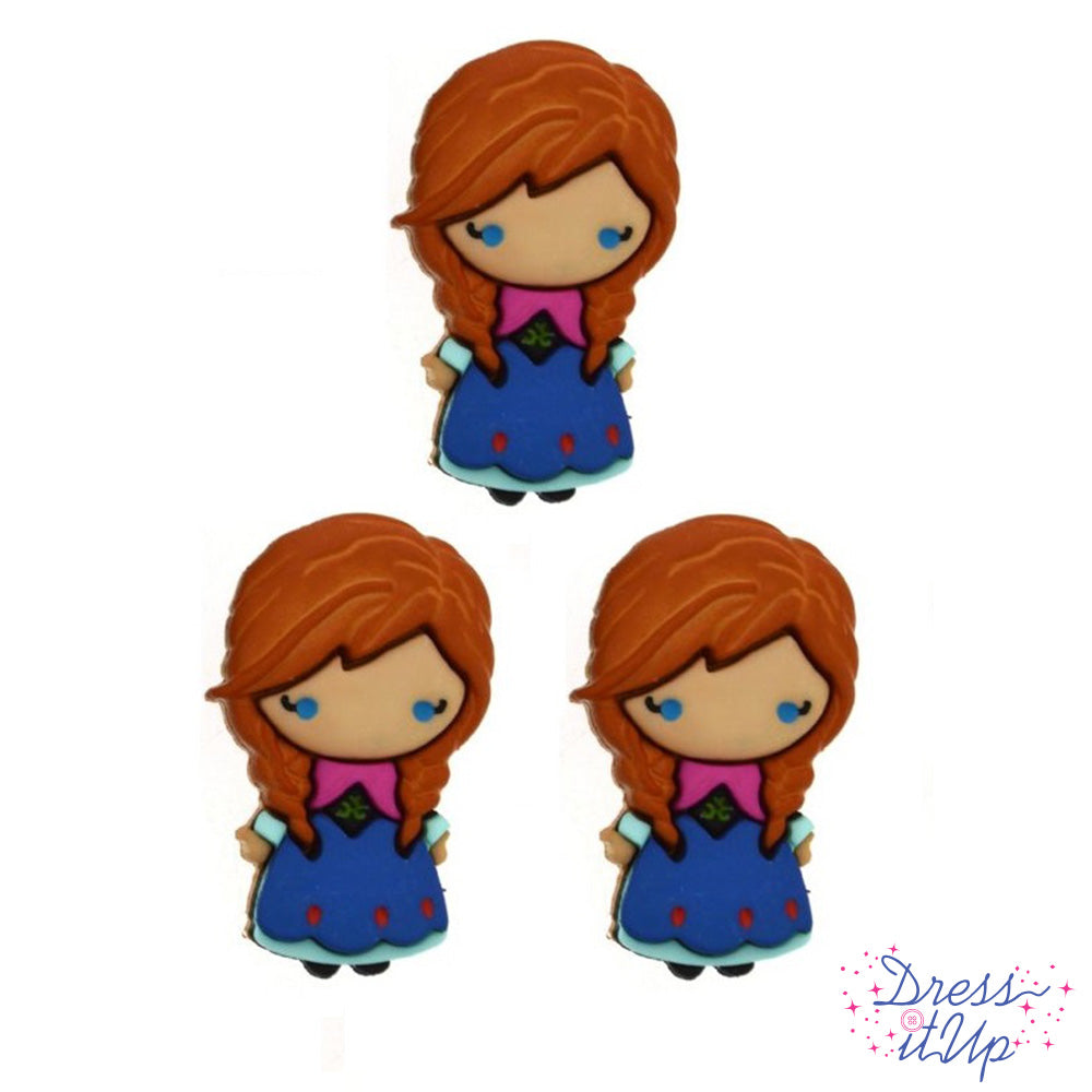 3 shank-back button embellishments pack with anna from frozen