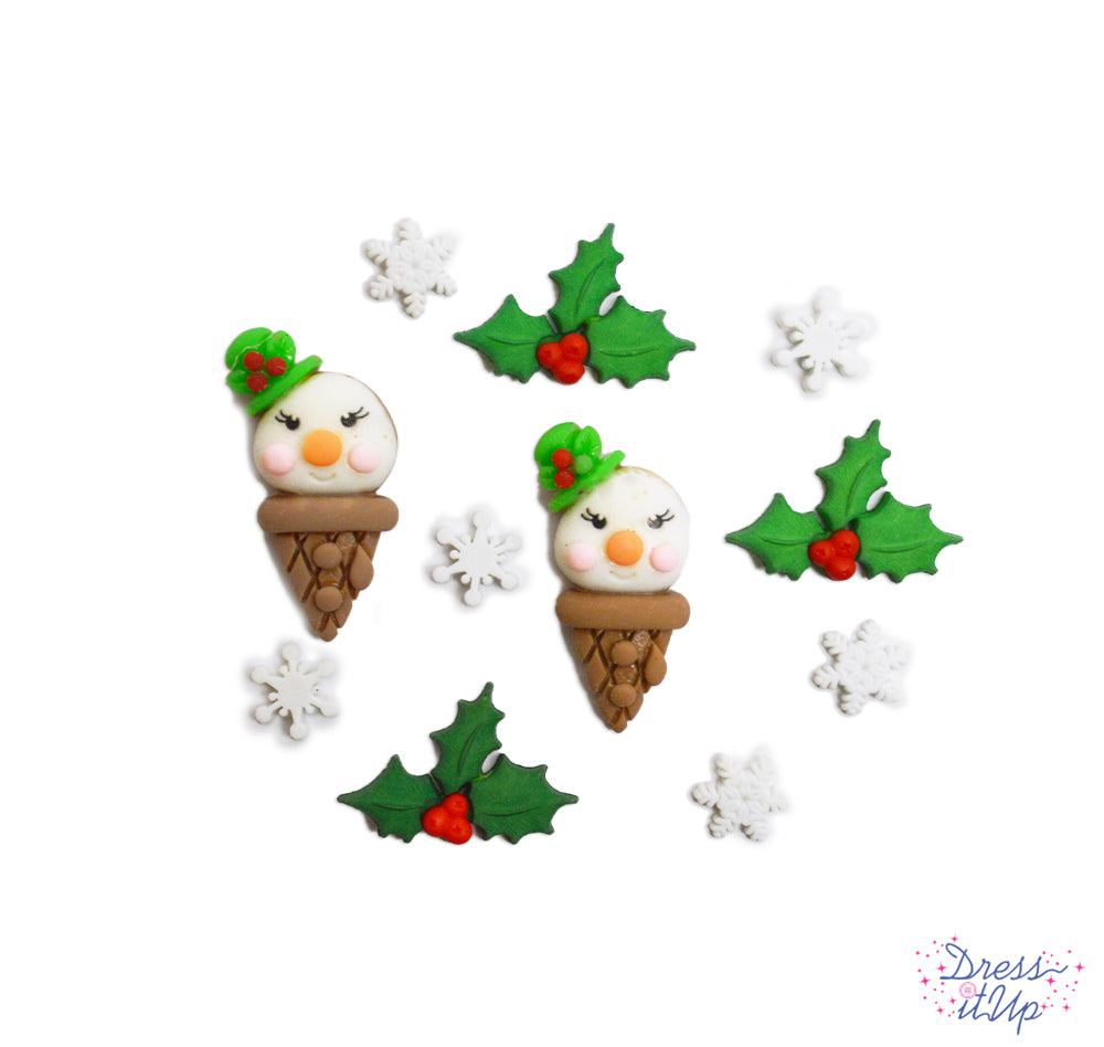 Snowcones Winter Snowman Themed Embellishments