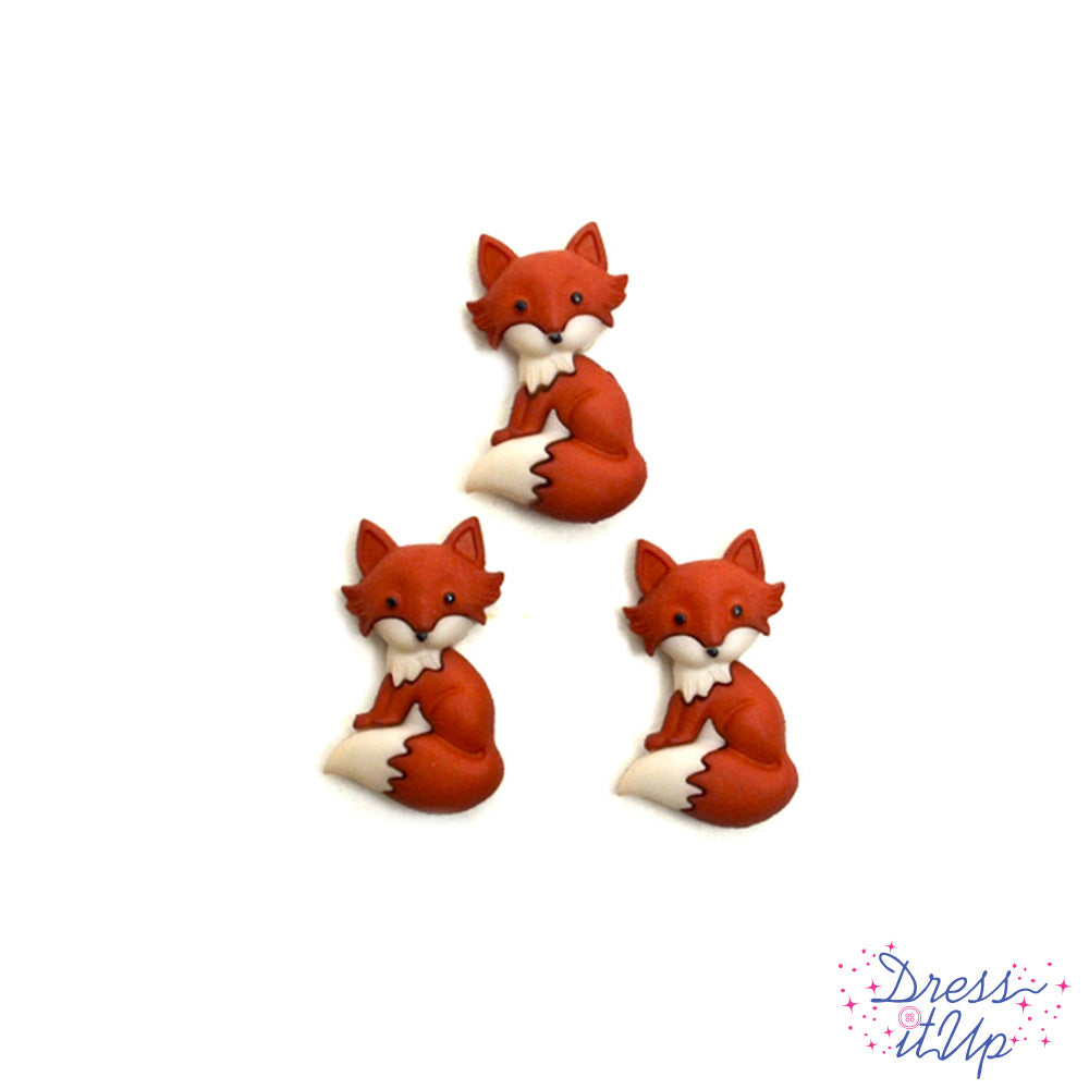 Six shank back buttons of orange foxes for sewing crafts