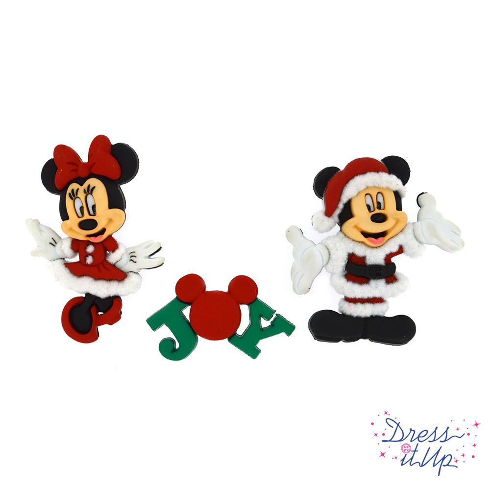 Disney Mickey Mouse and Minnie Mouse crafting buttons for Christmas Santa