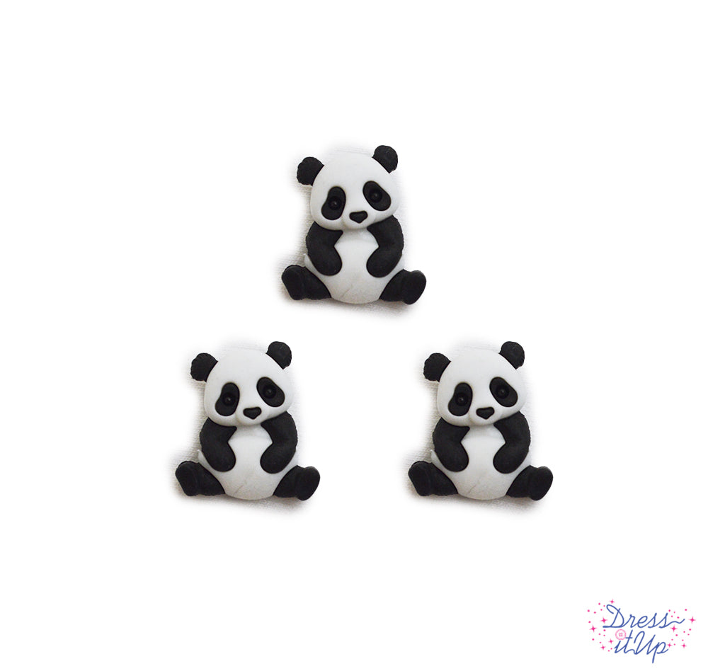 Panda Singles- 6 Pieces Wildlife Animal Buttons